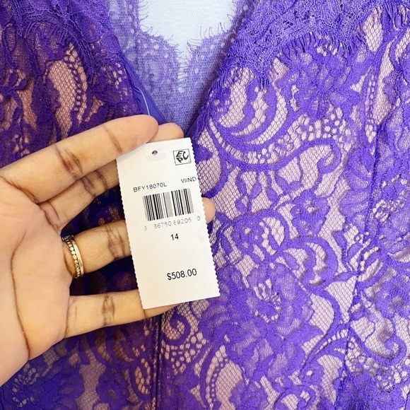 TADASHI SHOJI ARIES LACE & CHIFFON SLIT GOWN - Picture 12 of 14